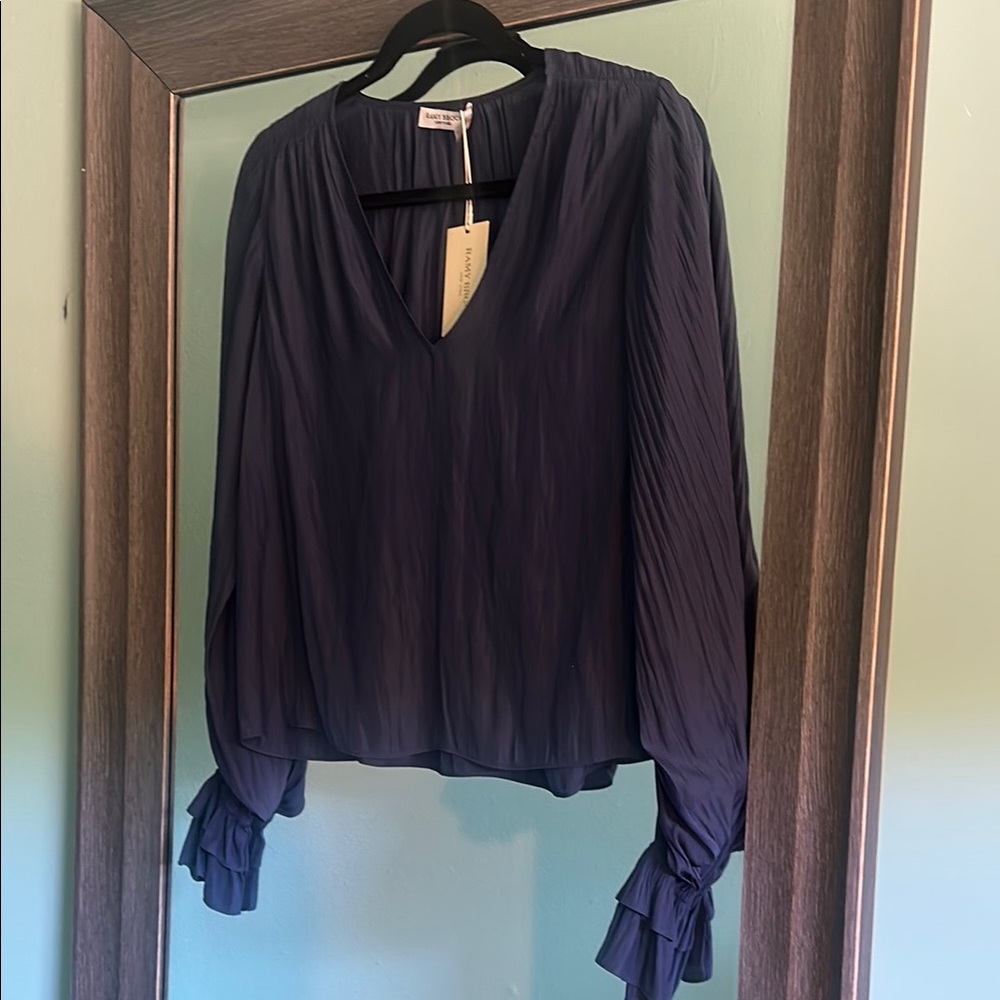 Ramy Brook Deep Blue V-Neck Blouse